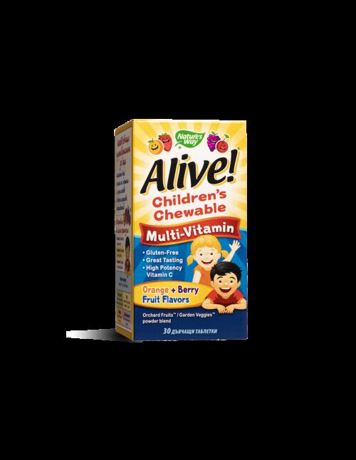 Alive! Children's Chewable Multi-Vitamin / Алайв! Мултивитамини за деца x 30 дъвчащи таблетки Nature’s Way