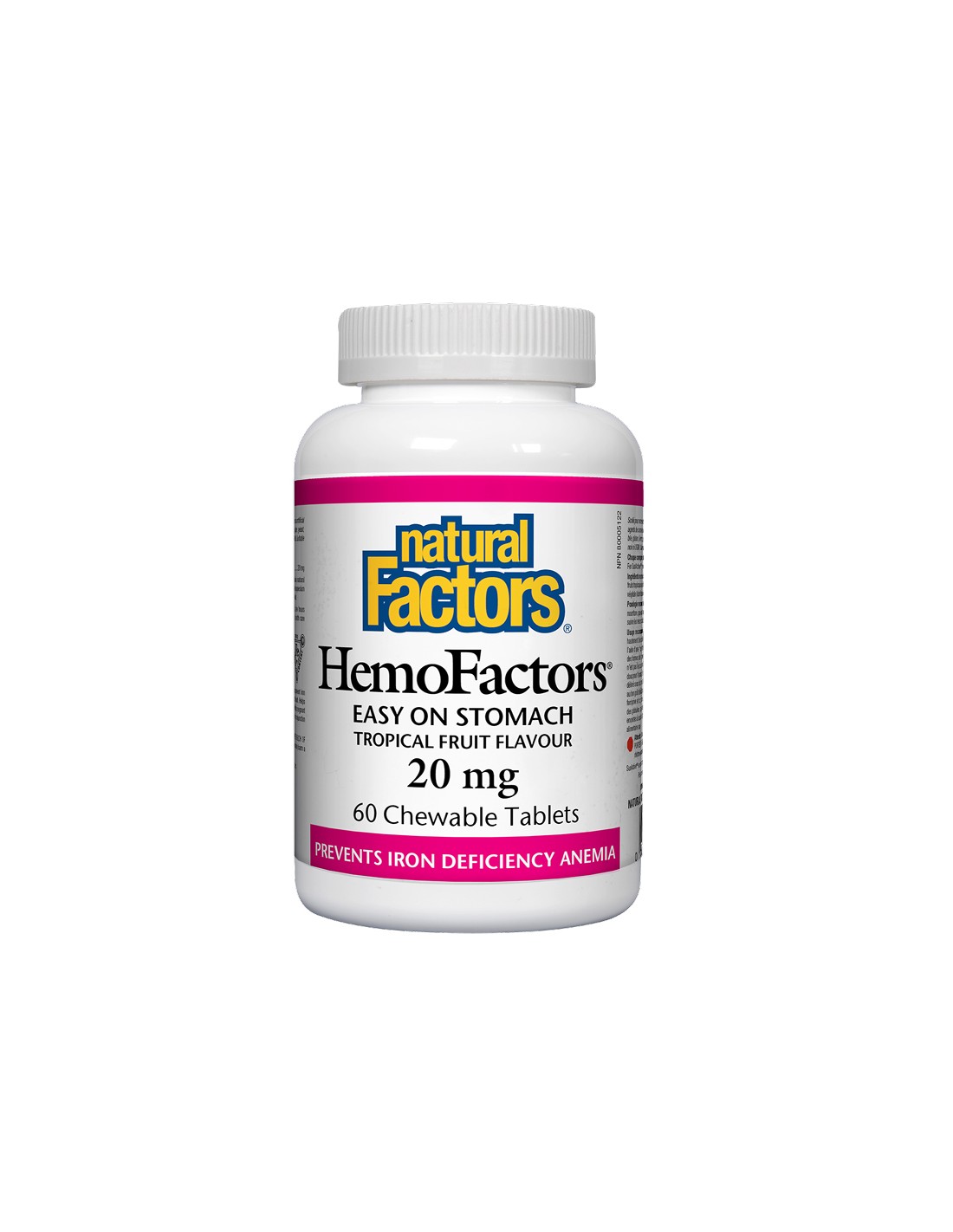 HemoFactors® / Желязо 20 mg х 60 дъвчащи таблетки Natural Factors