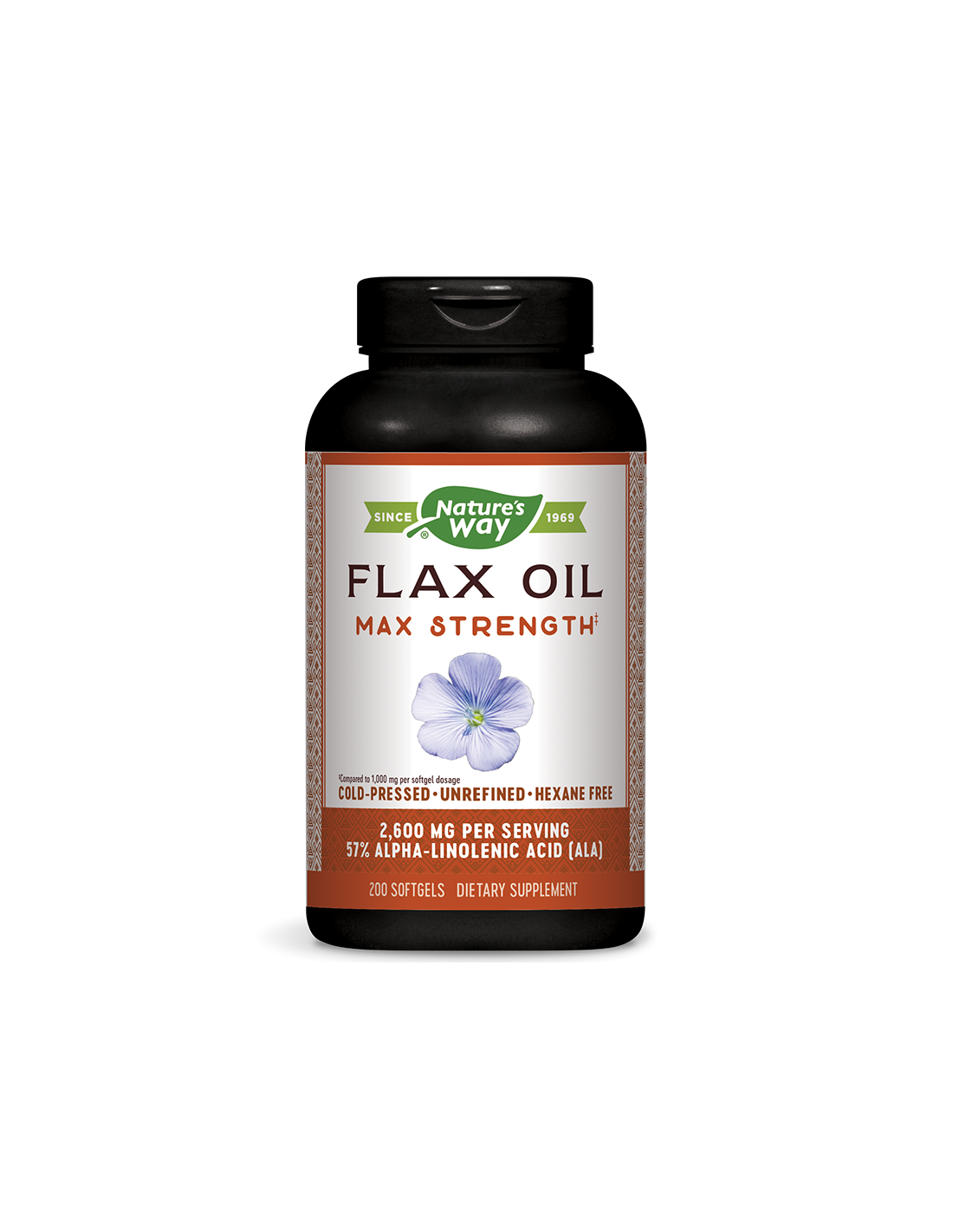 Flax Oil Max Strenght 57% ALA/ Ленено масло 1300 mg х 200 капсули Nature’s Way