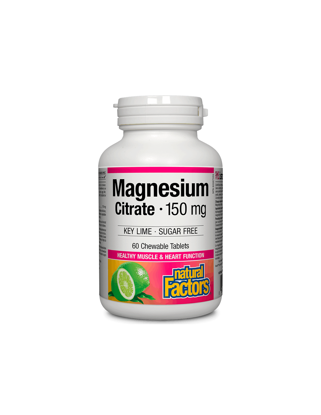 Magnesium Citrate/ Магнезий (цитрат) 150 mg х 60 дъвчащи таблетки Natural Factors