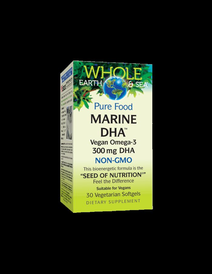 Marine DHA™ Vegan Omega-3 Whole Earth & Sea®/ Веган Омега-3 от микроводорасли 300 mg x 30 софтгел капсули Natural Factors