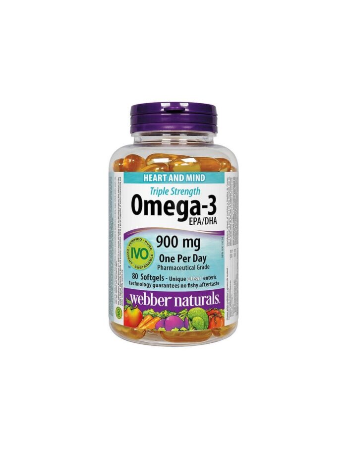 Omega-3 Triple Strenght / Омега-3 900 mg x 80 софтгел капсули Webber Naturals