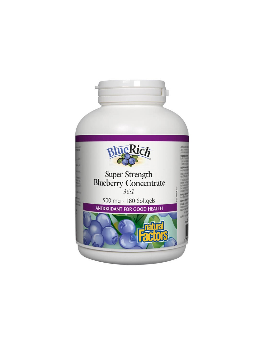 BlueRich® Blueberry Concentrate 36:1/ Синя боровинка супер концентрат 500 mg х 180 софтгел капсули Natural Factors