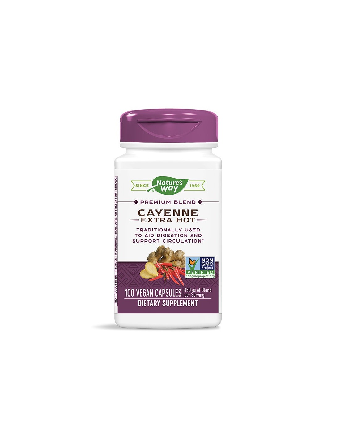 Cayenne Extra Hot/ Супер лют червен пипер 450 mg х 100 капсули Nature’s Way