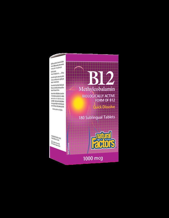 B12 Methylcobalamin/ Витамин В12 (метилкобаламин) x 180 сублингвални таблетки Natural Factors