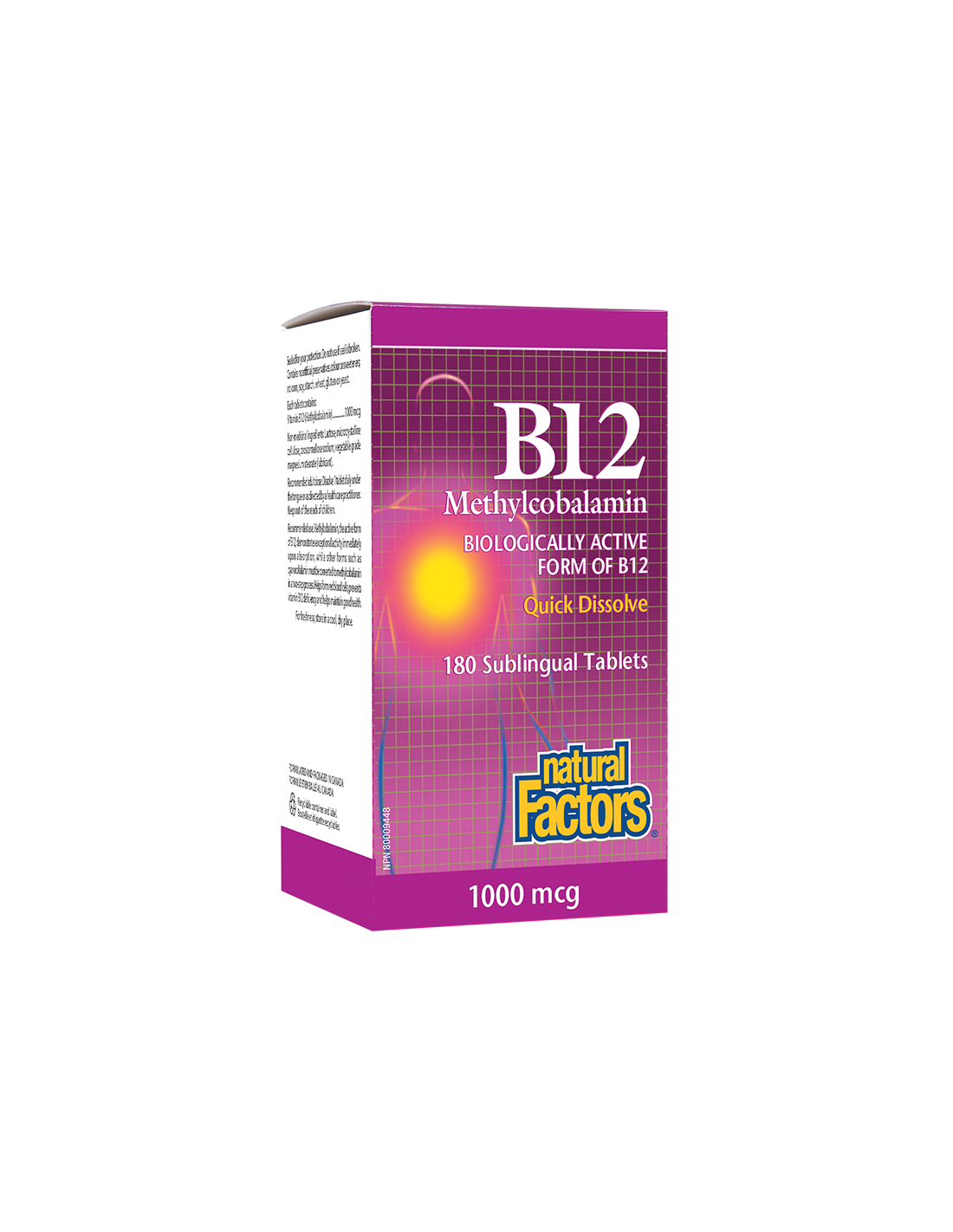 B12 Methylcobalamin/ Витамин В12 (метилкобаламин) x 180 сублингвални таблетки Natural Factors